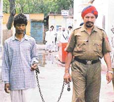 Accused Vasudeva being produced in a court in Ludhiana on Sunday