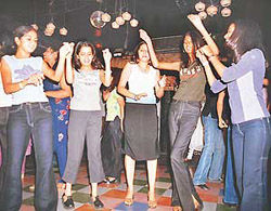 Freshers jive to popular tunes during the freshers party of the JD Institute of Fashion Technology at the Khyber, Sector 35, Chandigarh, on Wednesday. 