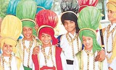 Students of Mount Carmel School, Sector 47, prepare for a dance item to be staged on Teachers Day in Chandigarh on Thursday. 