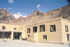 Mud brown structures dot the Tabo Monastery complex