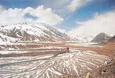 The Spiti valley under the snow lattice-work