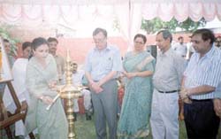 Sharmila Tagore and Mansoor Ali Khan Pataudi participating in a function