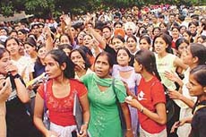 Students of Chandigarh colleges protest against Panjab Universitys decisions to make 75 per cent attendance mandatory 