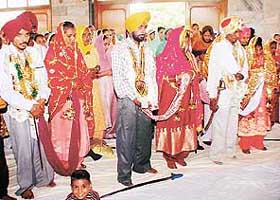 A section of the couples during a mass marriage ceremony