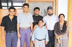 The team of Punjabi film Ji Aya Nu after the dubbing session that took place in Chandigarh on Monday.