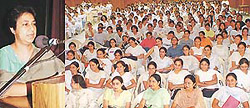 Dr Sherry Sabarwal addresses a seminar on Sexual harassment at the workplace at the Guru Gobind Singh College for Women