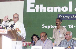 Deputy Prime Minister L. K. Advani speaks at a conference