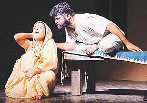 A scene from Sakharam Binder, a play, written by Vijay Tendulkar
