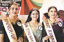 The winners of the Ms Fresher contest at the GNIMT in Ludhiana on Saturday