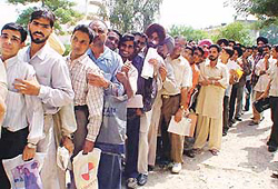 Long queues of students at Punjabi Bhavan
