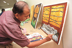 Bejoy Prasad from Ambala at the all-India artists camp at AIFACS 