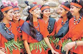 Girls wait for their turn to perform at a two-day annual function held at the Government Polytechnic for Women