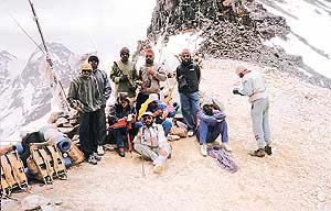 The team atop Charang Pass 
