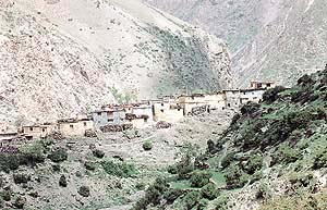 A view of Charang, a Buddhist village