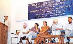 Mr Pawan Bansal, MP, speaks at a seminar on ‘Senior citizens and the nation’