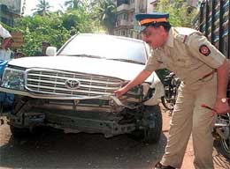 Actor Salman Khan's car that rammed into a bakery at Bandra