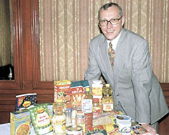 Virgil Miedema, Regional Director, American Soybean Association, showcasing some of the soya products at a press conference in the Capital.