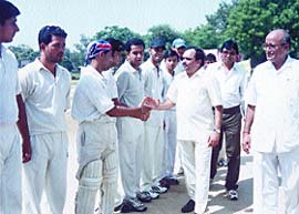 Lions Club president Mukesh Aggarwal inaugurating the 12th Shaheed Bhagat Singh Memorial Cricket Tournament