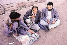 Roadside banking in Kabul 