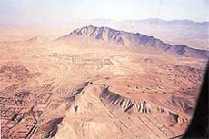 An aerial view of the approach to Kabul  