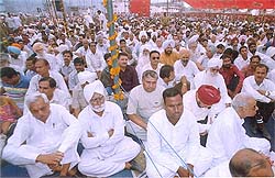 Former SAD minister Chiranji Lal Garg at the Manav Ekta Sammelan