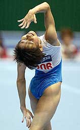 China's Zhang Nan performs floor exercises