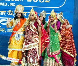 A scene from Ramlila at the Dasehra festival being celebrated by the Indian-American community in New Jersey