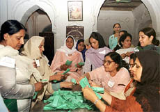 Pakistani polling officials count votes