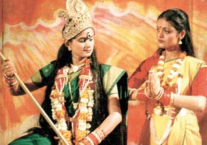A scene from a play on ‘Durga Saptsati’ at a mandir in Hari Nagar in the Capital.