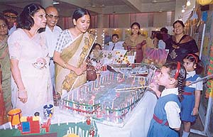 Visitors at an exhibition held at Kundan Vidya Mandir in Ludhiana