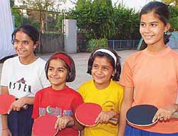 Kanvi Nagpal, Barbi Nagpal, Megna Kakaria and Nadia Saini of DAV Public School, Sector 8, Chandigarh, who won the girls under-16 CBSE Cluster XI Table Tennis Tournament