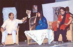A scene from a play, "Aadhe Adhure", staged at Tagore Theatre in Chandigarh 