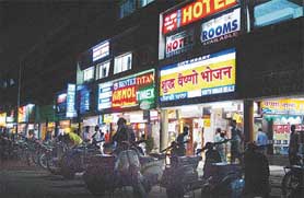 A night view of the market in Sector 22-B