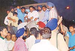 Traders of Sector 28 who were arrested for allegedly clashing with the enforcement staff of the Chandigarh Municipal  Corporation