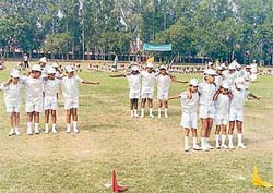 Children of St Johns High School, Sector 26, Chandigarh, at the annual junior sports day of the school