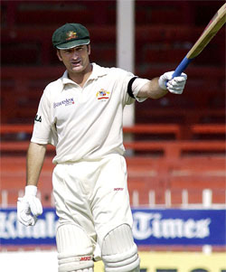 Australian captain Steve Waugh acknowledges his Test century