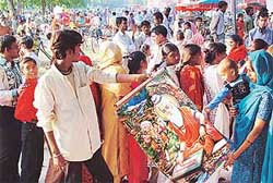 Devotees throng Sector 23 mela as a part of Valmiki Jayanti celebrations here on Monday