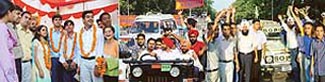 Student leaders of Panjab University hold election rallies a day after the announcement of Students Council poll in Chandigarh 