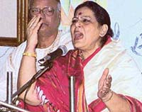 Savita Devi, the renowned vocalist from Benaras Gharana during the recital at Rotary Bhavan, Sector 18, in Chandigarh