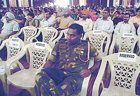 Empty chairs at the Joginder Pal Pandey memorial oration in Dayanand Medical College, Ludhiana