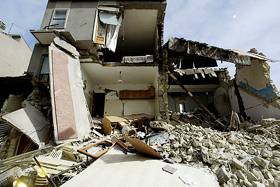 Houses in the main street of San Giuliano di Puglia lie in ruins after an earthquake on Saturday. 