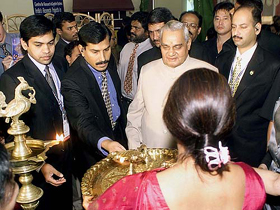Prime Minister Atal Behari Vajpayee tours the Indian Cultural Centre