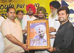 The cassette of Ravinder Grewal being presented at a press conference