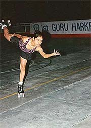 Barkha Batra (15) performs in free fancy (artistic) skating at Guru Harkishan Public School, Sector 38 on Sunday