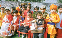Students of Tender Foot Nursery School participate in a fancy dress contest held on the eve of Childrens Day