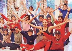 Children take part in a dance workshop organised by Shiamak Davars Institute of Performing Arts (SDIPA), Mumbai, at Park View in Chandigarh on Friday.
