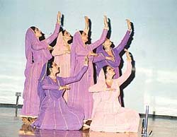 Members of Kadamb troupe strike a pose