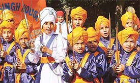 The Panj Pyaras lead a nagar kirtan procession in Chandigarh 