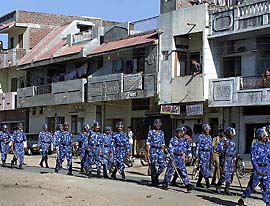 Troopers patrol the streets