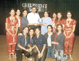 Winners of various events of Inter-School Competition organised at MVN school, with the Principal, Mr Gopal Sharma. 
